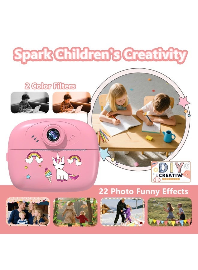 2.4-inch HD instant print kids' camera, pink digital camera, the perfect birthday gift for children aged 3 and up. - Image 5